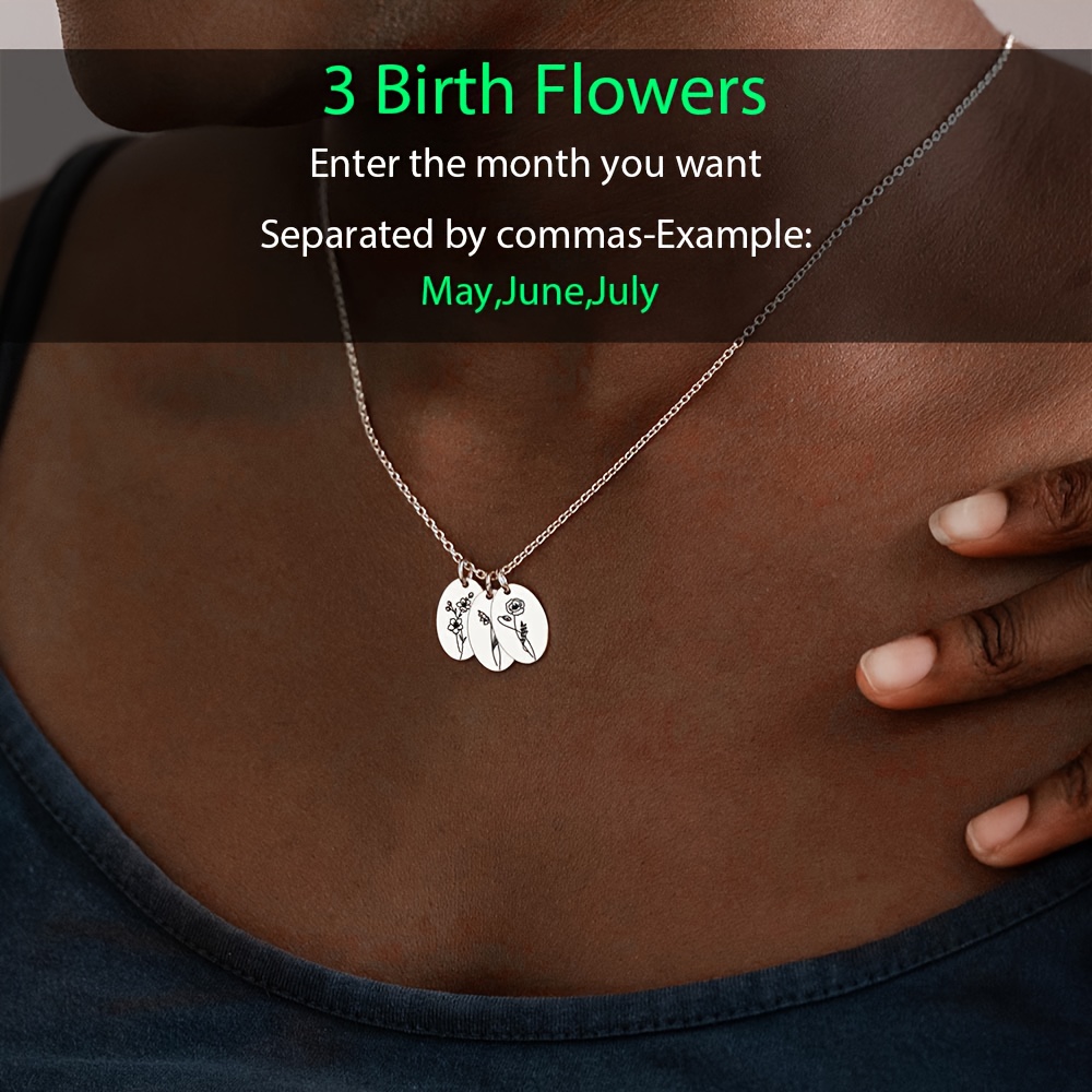 Personalized Women's Birth Flower Pendant Necklace in 18K Plated Design